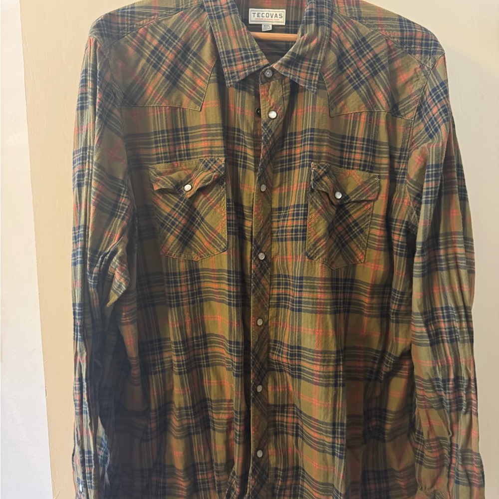 Tecovas Men's Casual Plaid Shirt - Green and Red